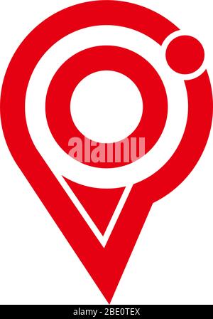 letter p circle pin location geometric simple logo vector Stock Vector