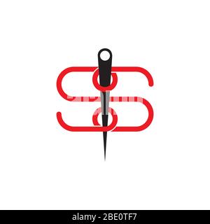 letter s linked thread needle symbol logo vector Stock Vector