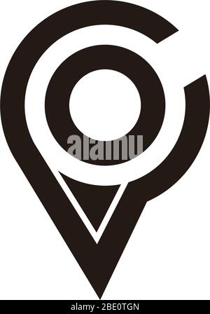 letter p circle pin location geometric simple logo vector Stock Vector