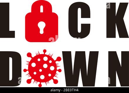 text lock down against virus infection symbol vector Stock Vector