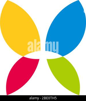 simple geometric butterfly symbol colorful logo vector Stock Vector