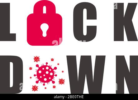 text lock down against virus infection symbol vector Stock Vector