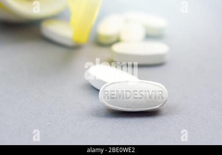 Remdesivir pill, possible treatment for Corona virus Covid-19 Stock Photo