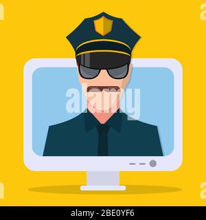 online cyber security concept symbol isolated vector illustration Stock Vector