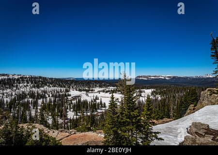 View from the Mirror Lake Scenic Byway near Bald Mountain Pass in the Uinta Mountain range of Utah. Stock Photo