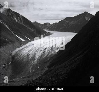 McCall Glacier in July of 1958, taken on August 13, 2003 from the same vantage point. Stock Photo