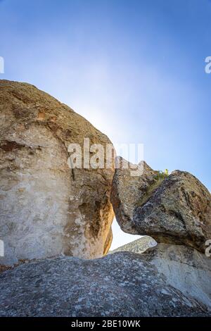 The City of Rocks in Idaho marked the halfway point of the California Trail and today offers rock climbing activities. Stock Photo