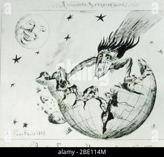 Comet Cartoon from 1857. Stock Photo