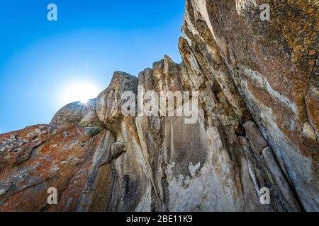 The City of Rocks in Idaho marked the halfway point of the California Trail and today offers rock climbing activities. Stock Photo