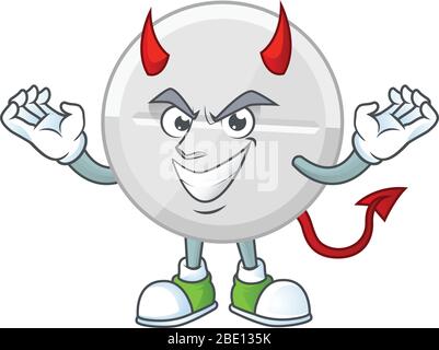 A picture of devil white pills cartoon character design Stock Vector