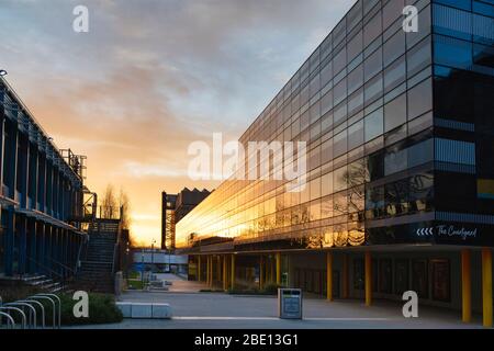 The Courtyard restaurant at sunrise. Priory Street, Coventry, West Midlands, England Stock Photo