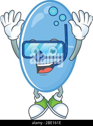 Mascot design concept of blue capsule wearing Diving glasses Stock Vector