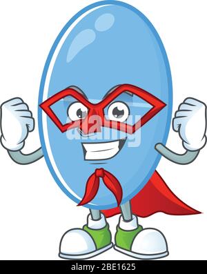 Blue capsule cartoon design concept dressed as Super hero Stock Vector