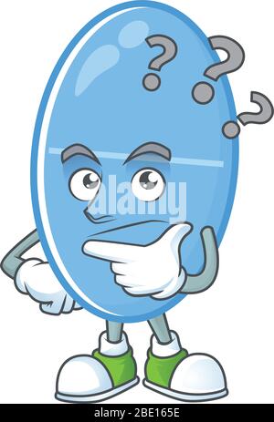 Blue capsule mascot design concept having confuse gesture Stock Vector