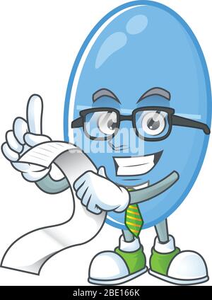 Mascot cartoon concept of blue capsule with menu list Stock Vector