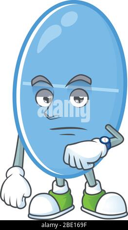 Blue capsule with waiting gesture cartoon mascot design concept Stock Vector