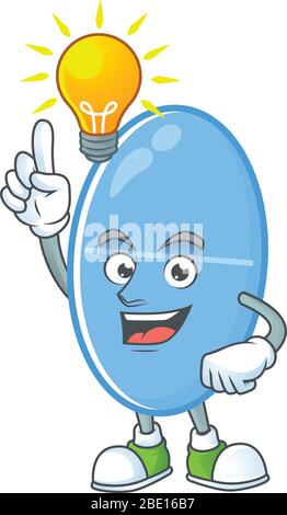A genius blue capsule mascot character design have an idea Stock Vector