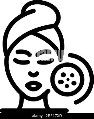 Female face and acne icon, outline style Stock Vector