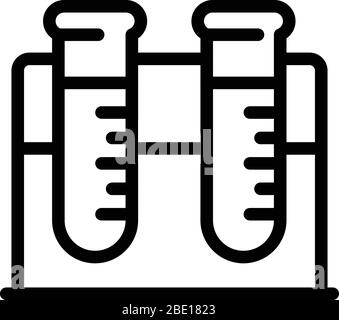 Two test tubes on a stand icon, outline style Stock Vector