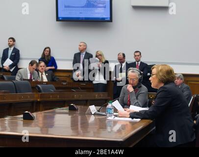 Testimony of Federal Housing Administration Commissioner Carol Galante [at hearing of House Financial Services Committee, Capitol Hill] Stock Photo