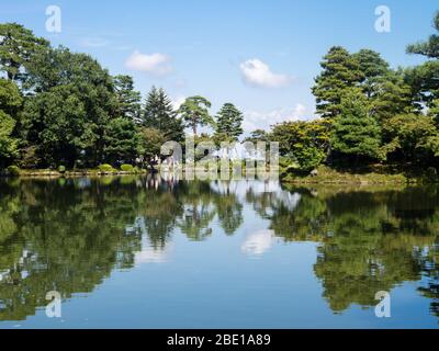 Kanazawa, Japan - September 28, 2015: Kasumi pond in Kenrokuen garden Stock Photo