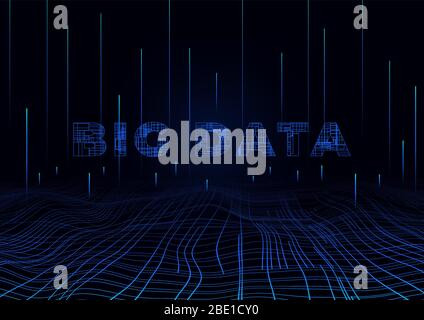 Big data perspective background. Design template for information concept. Blue big data backdrop. Vector illustration. Eps 10. Stock Vector