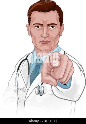 Doctor Pointing Your Country Needs Wants You Stock Vector