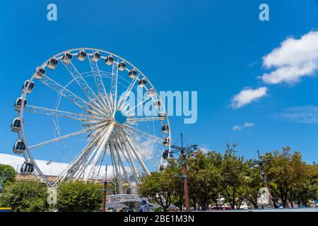 Ferris wheel on the Victoria & Alfred Waterfront, Cape Town, South Africa. Copy space for text Stock Photo