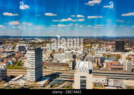 panoramic view of historic city of essen, germany Stock Photo
