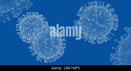 Vector 3D Model HIV Virus Particle Drawing - Human Immunodeficiency ...