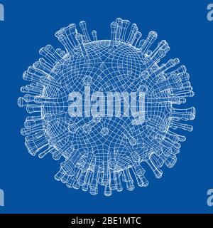 Vector 3D Model HIV Virus Particle Drawing - Human Immunodeficiency ...