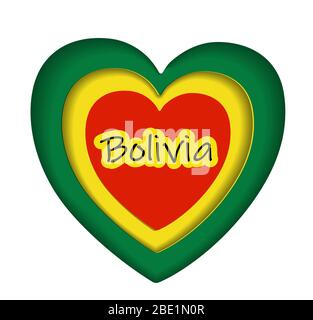 Flag Of Bolivia heart 3d, Bolivia flag template design. Stock Vector