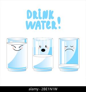 glass of water.drink more water. graphic design concept of the benefits of drinking water, reasons to drink water. Stock Vector