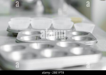 Cupcake baking dish. Professional cooking tools. Stock Photo