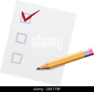Checklist with pencil flat design illustration. One of three. Vector Stock Vector