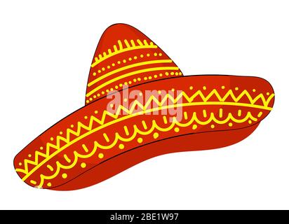 Hat Cinco de Mayo. Vector illustration of sombrero holiday symbol. Isolated on white background Vector illustration. Stock Vector