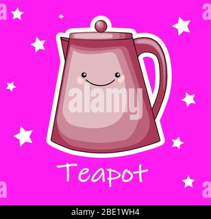 Teapot. Vector isolated graphic design element. cute cartoon Stock Vector