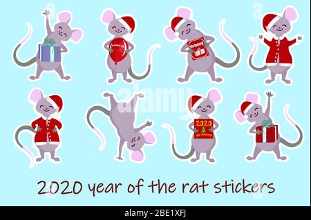 Mouse cute baby character year of the mouse year of the rat Chinese zodiac animal pet. Stock Vector
