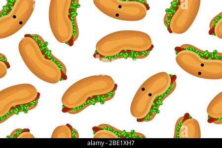fast food pattern seamless. Stroke dog for packaging or branding cafes and restaurants.. Stock Vector