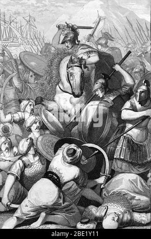 Premiere guerre medique : les atheniens repoussent les envahisseurs Perses lors de la bataille de Marathon, 490 av JC (Battle of Marathon took place i Stock Photo