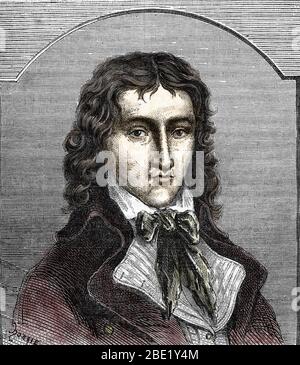 'Portrait de Camille Desmoulins (1760-1794), homme politique pendant la Revolution francaise' (Portrait of french politician Camille Desmoulins) Engra Stock Photo