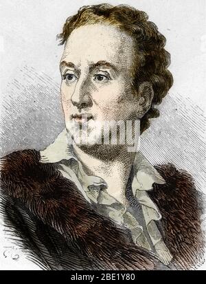 'Portrait de l'ecrivain et philosophe francais Denis Diderot (1713-1784)' (Portrait of french philosopher Denis Diderot) Engraving Private collection Stock Photo