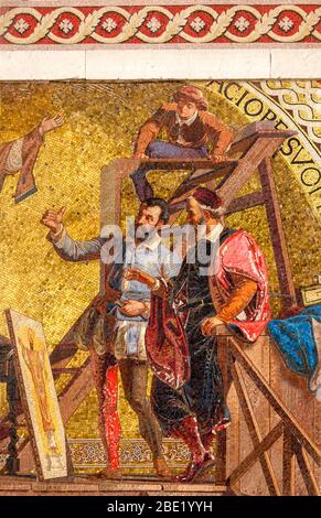 I-Venedig: Mosaikbild am Palazzo Barbarigo am Canal Grande Stock Photo