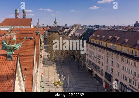Pedestrian zone in Munich's Old Town during the SARS-CoV-2 outbreak Stock Photo