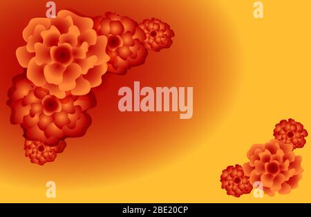 Flower elements Picture frames are made of various yellow flowers on an orange background.. Stock Vector