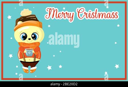 Christmas card with cute polar bear. There is a place for your text.. Stock Vector