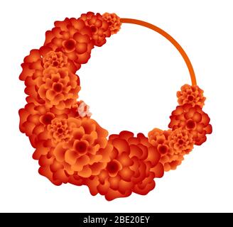 Frame with Chinese chrysanthemum on white background. Stock Vector