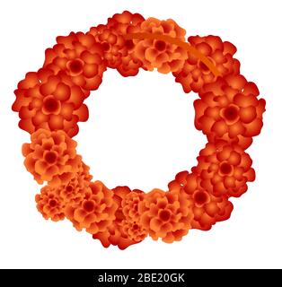 Frame with Chinese chrysanthemum on white background. Stock Vector