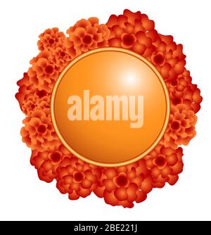 Frame with Chinese chrysanthemum on white background. Stock Vector