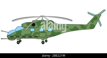 Military helicopter on white background is insulated Stock Vector